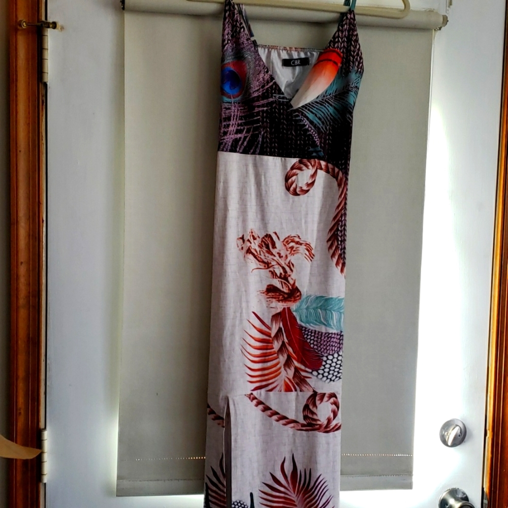 Maxi dress with keyhole back and side slit